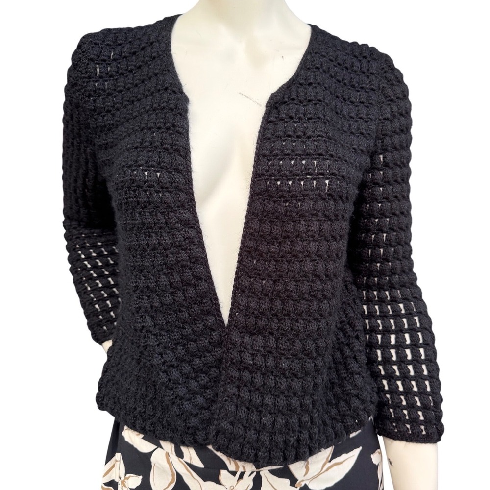 Vintage Black Handmade Cardigan Quiet Luxury Old Money Dark Academia Goth M